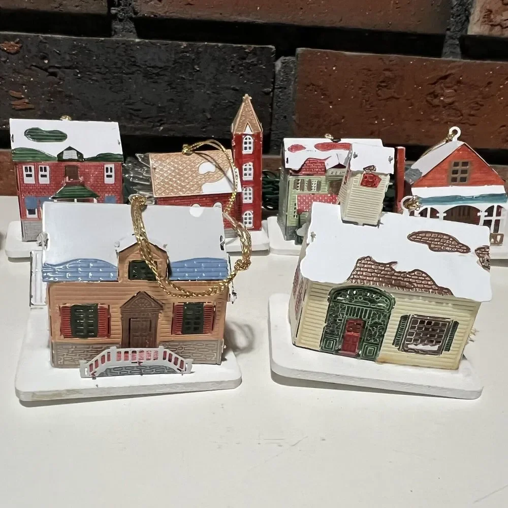 Vintage Yule Rite Christmas Town 8 Cottage Tree Lite Light Set Ornaments…